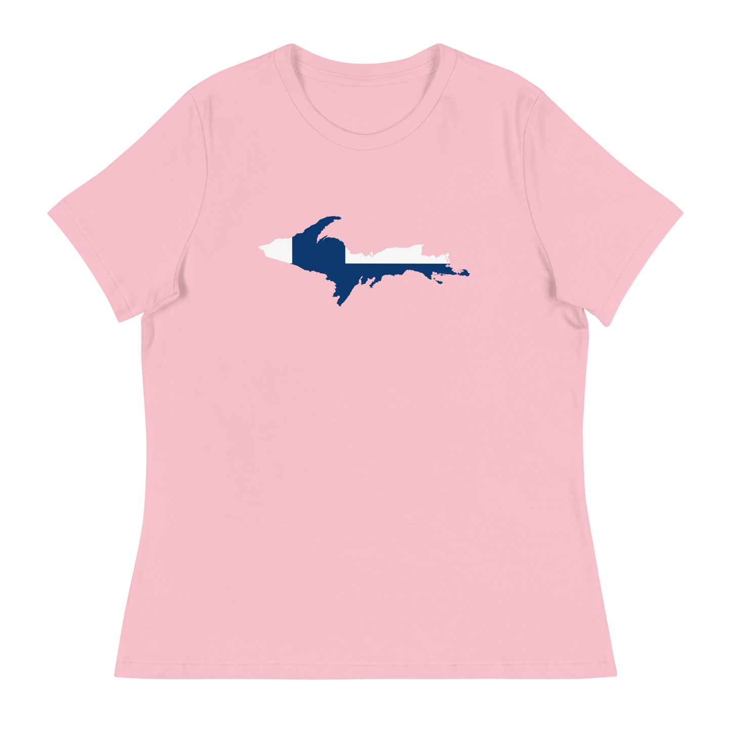 Michigan Upper Peninsula T-Shirt (w/ UP Finland Flag Outline) | Women's Relaxed Fit