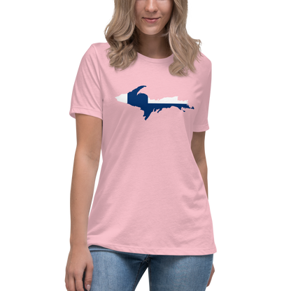 Michigan Upper Peninsula T-Shirt (w/ UP Finland Flag Outline) | Women's Relaxed Fit