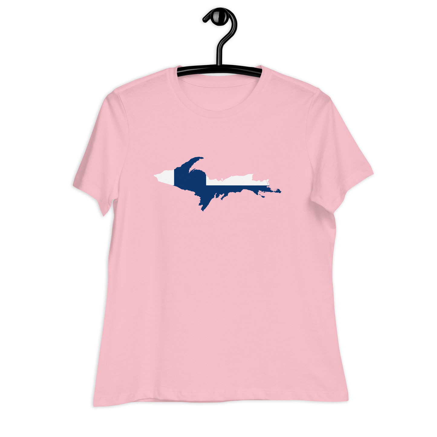 Michigan Upper Peninsula T-Shirt (w/ UP Finland Flag Outline) | Women's Relaxed Fit