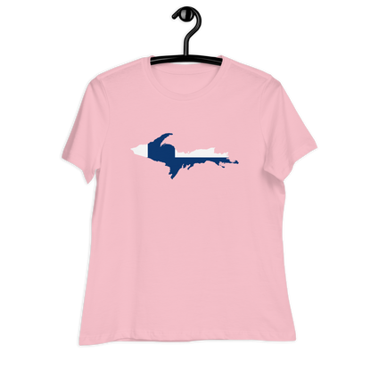 Michigan Upper Peninsula T-Shirt (w/ UP Finland Flag Outline) | Women's Relaxed Fit