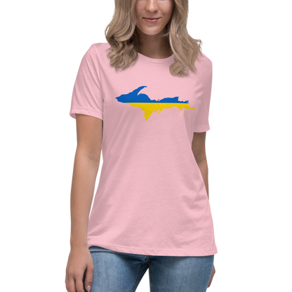 Michigan Upper Peninsula T-Shirt (w/ UP Ukraine Flag Outline) | Women's Relaxed Fit