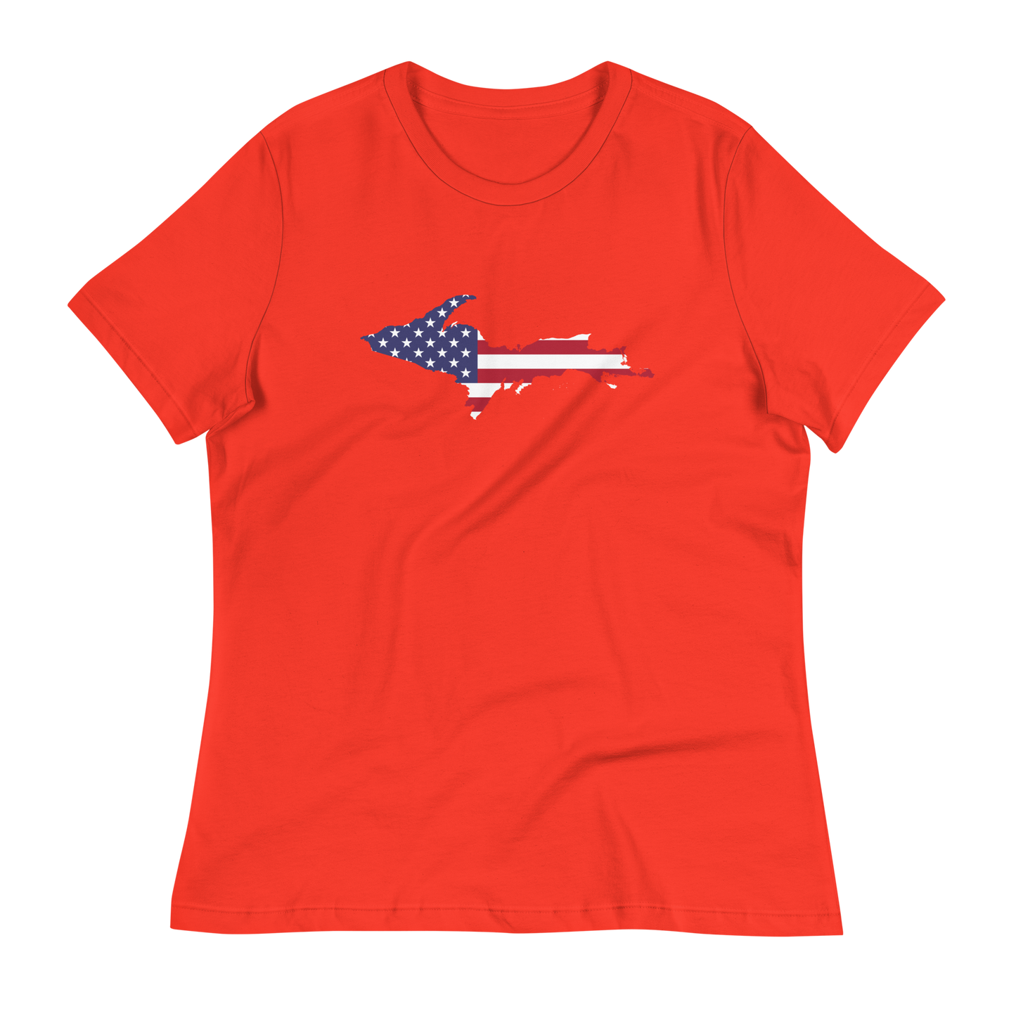 Michigan Upper Peninsula T-Shirt (w/ UP USA Flag Outline) | Women's Relaxed Fit