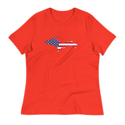 Michigan Upper Peninsula T-Shirt (w/ UP USA Flag Outline) | Women's Relaxed Fit