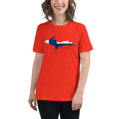 Michigan Upper Peninsula T-Shirt (w/ UP Finland Flag Outline) | Women's Relaxed Fit