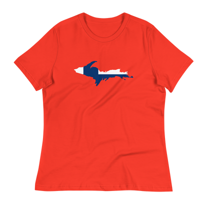 Michigan Upper Peninsula T-Shirt (w/ UP Finland Flag Outline) | Women's Relaxed Fit