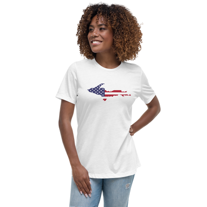 Michigan Upper Peninsula T-Shirt (w/ UP USA Flag Outline) | Women's Relaxed Fit