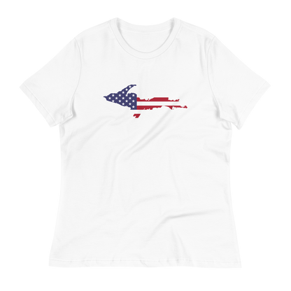 Michigan Upper Peninsula T-Shirt (w/ UP USA Flag Outline) | Women's Relaxed Fit