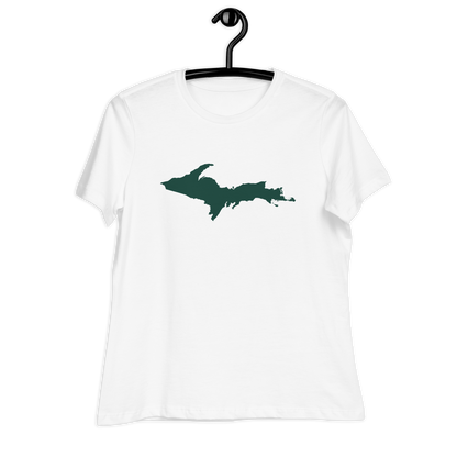 Michigan Upper Peninsula T-Shirt (w/ Green UP Outline) | Women's Relaxed Fit