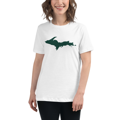 Michigan Upper Peninsula T-Shirt (w/ Green UP Outline) | Women's Relaxed Fit