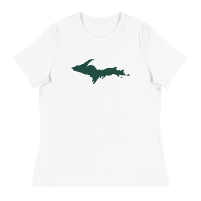 Michigan Upper Peninsula T-Shirt (w/ Green UP Outline) | Women's Relaxed Fit