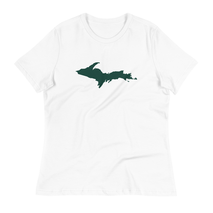 Michigan Upper Peninsula T-Shirt (w/ Green UP Outline) | Women's Relaxed Fit