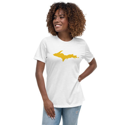 Michigan Upper Peninsula T-Shirt (w/ Gold UP Outline) | Women's Relaxed Fit