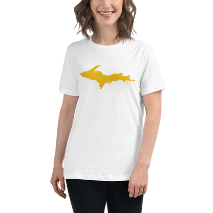 Michigan Upper Peninsula T-Shirt (w/ Gold UP Outline) | Women's Relaxed Fit