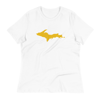 Michigan Upper Peninsula T-Shirt (w/ Gold UP Outline) | Women's Relaxed Fit