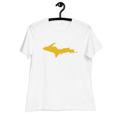 Michigan Upper Peninsula T-Shirt (w/ Gold UP Outline) | Women's Relaxed Fit