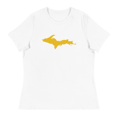 Michigan Upper Peninsula T-Shirt (w/ Gold UP Outline) | Women's Relaxed Fit