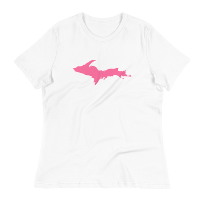 Michigan Upper Peninsula T-Shirt (w/ Pink UP Outline) | Women's Relaxed Fit