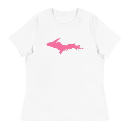 Michigan Upper Peninsula T-Shirt (w/ Pink UP Outline) | Women's Relaxed Fit