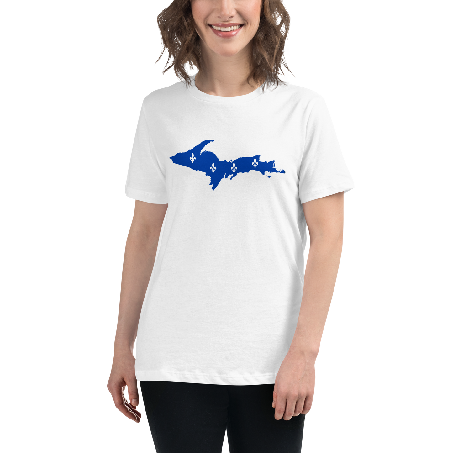 Michigan Upper Peninsula T-Shirt (w/ UP Quebec Flag Outline) | Women's Relaxed Fit