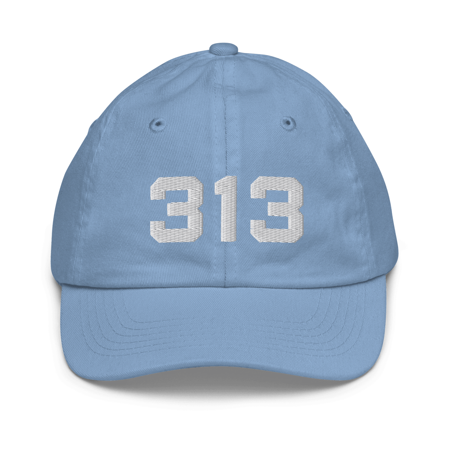 Detroit '313' Youth Baseball Cap | White/Black Embroidery - Circumspice Michigan