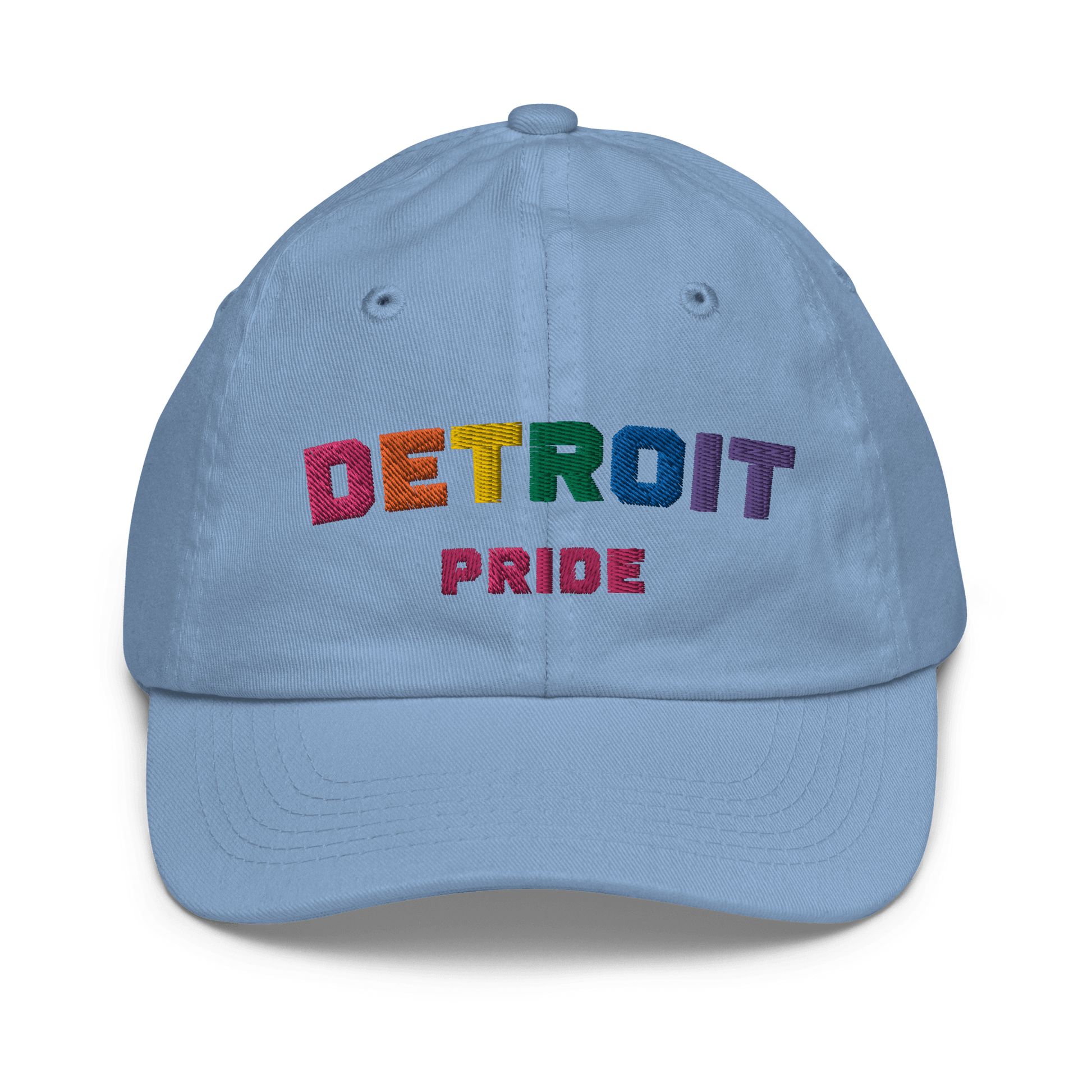 'Detroit Pride' Youth Baseball Cap (LGBTQ Rainbow Pride Colors) - Circumspice Michigan