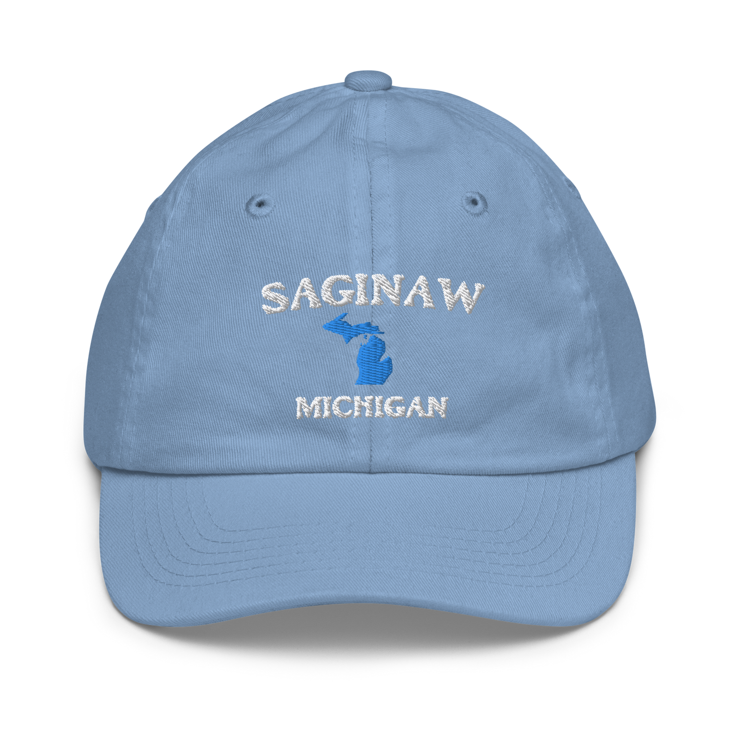 'Saginaw Michigan' Youth Baseball Cap (w/ Michigan Outline)