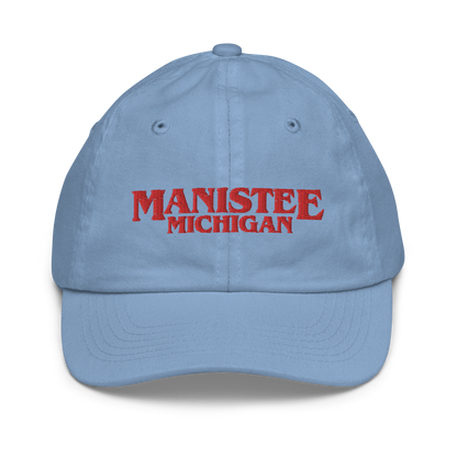 'Manistee Michigan' Youth Baseball Cap (1980s Drama Parody)