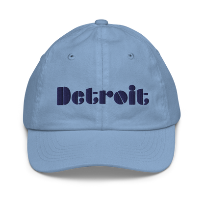 'Detroit' Youth Baseball Cap | White/Black Embroidery