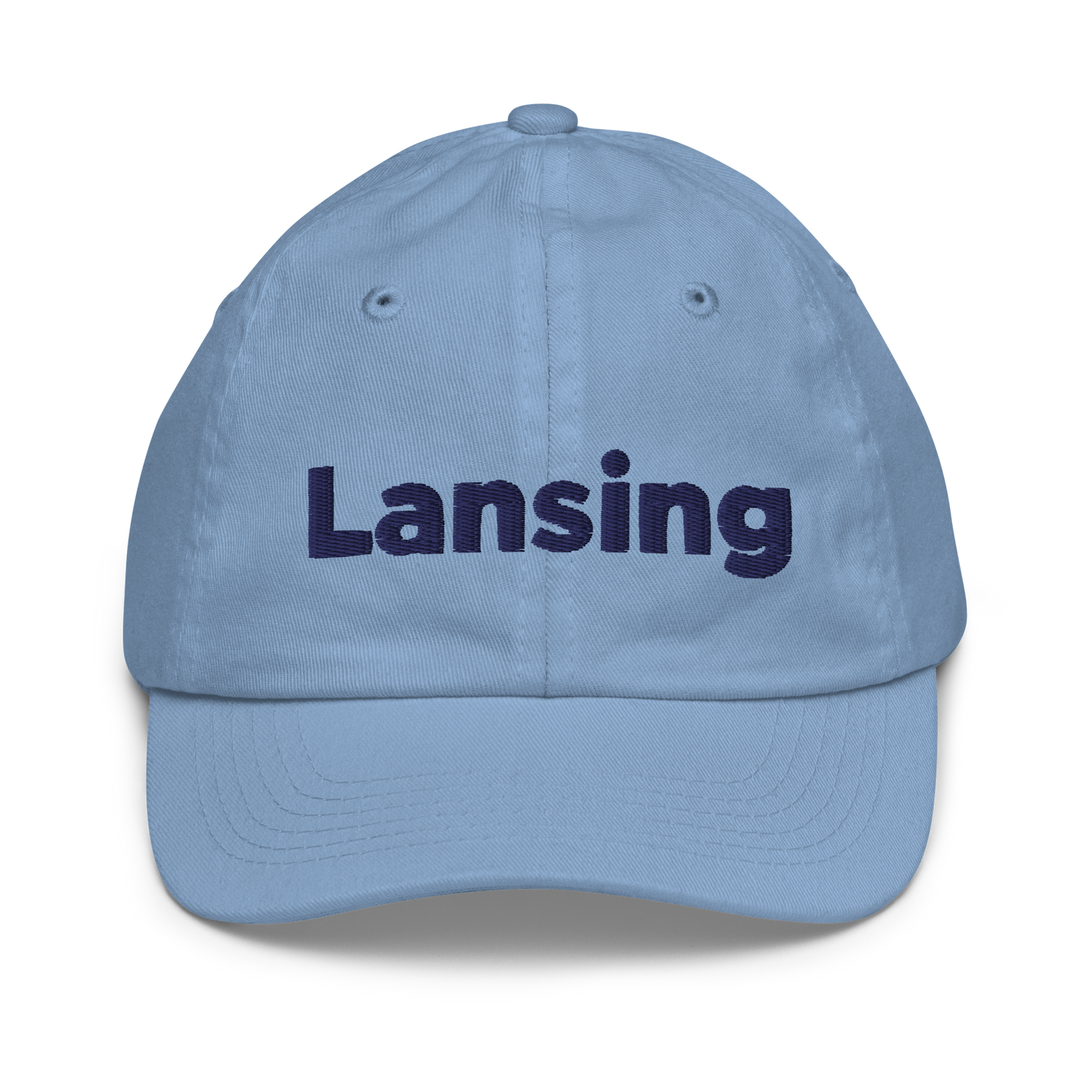 'Lansing' Youth Baseball Cap | White/Navy Embroidery