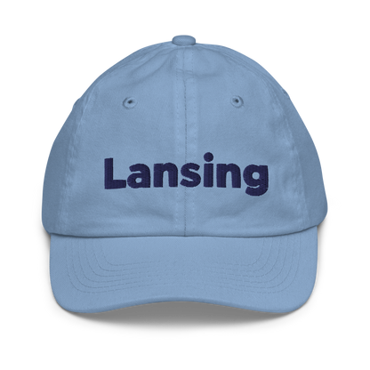 'Lansing' Youth Baseball Cap | White/Navy Embroidery