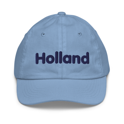 'Holland' Youth Baseball Cap | White/Navy Embrodiery