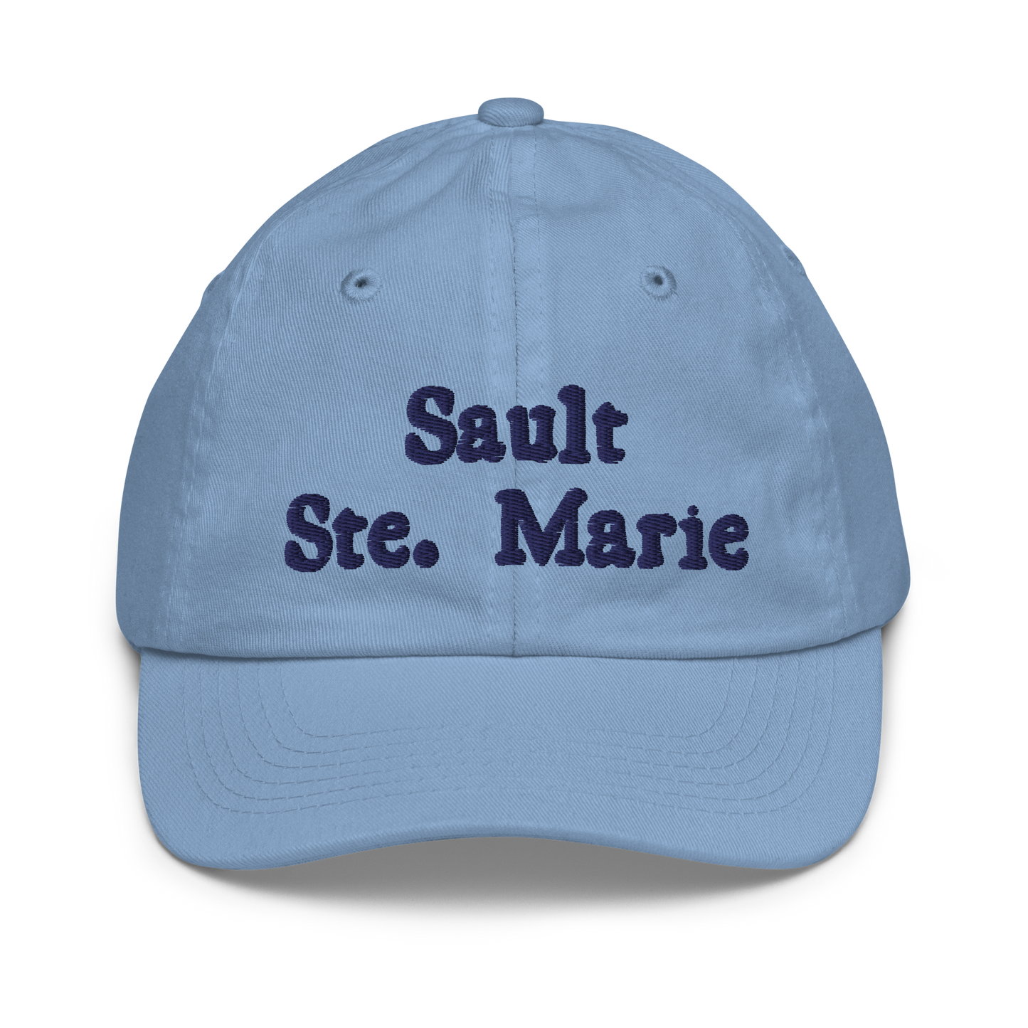 'Sault Ste. Marie' Youth Baseball Cap | White/Navy Embroidery