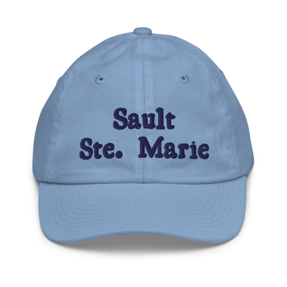 'Sault Ste. Marie' Youth Baseball Cap | White/Navy Embroidery