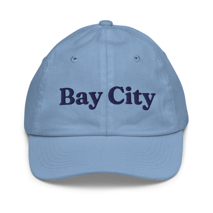 'Bay City' Youth Baseball Cap | White/Black Embroidery