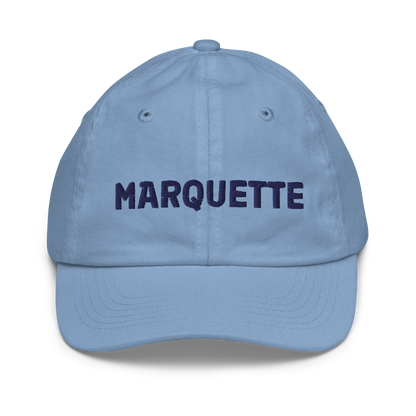 'Marquette' Youth Baseball Cap | White/Navy Embroidery