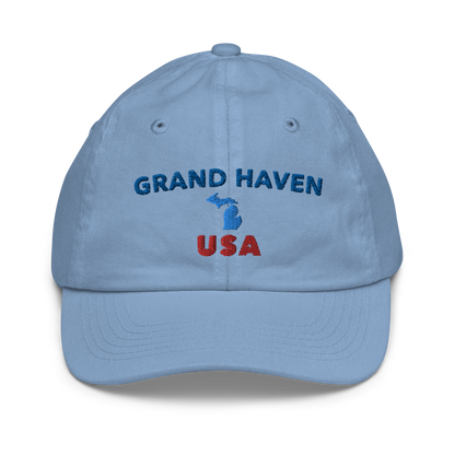 'Grand Haven USA' Youth Baseball Cap (w/ Michigan Outline)