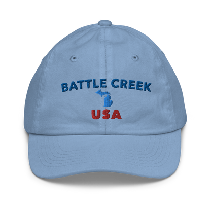 'Battle Creek' Youth Baseball Cap (w/ Michigan Outline)