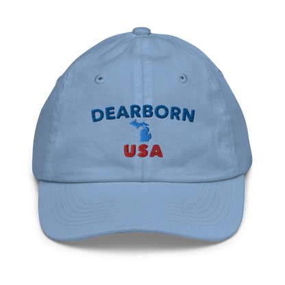 'Dearborn USA' Youth Baseball Cap (w/ Michigan Outline)