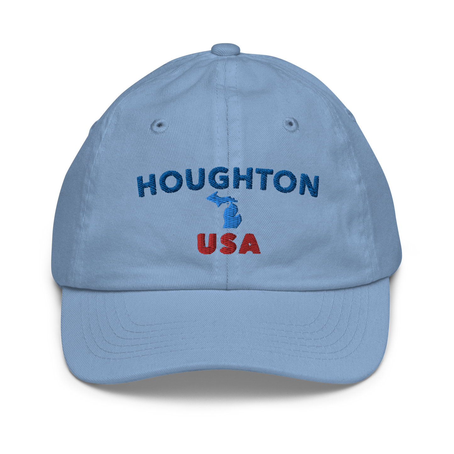 'Houghton USA' Youth Baseball Cap (w/ Michigan Outline)