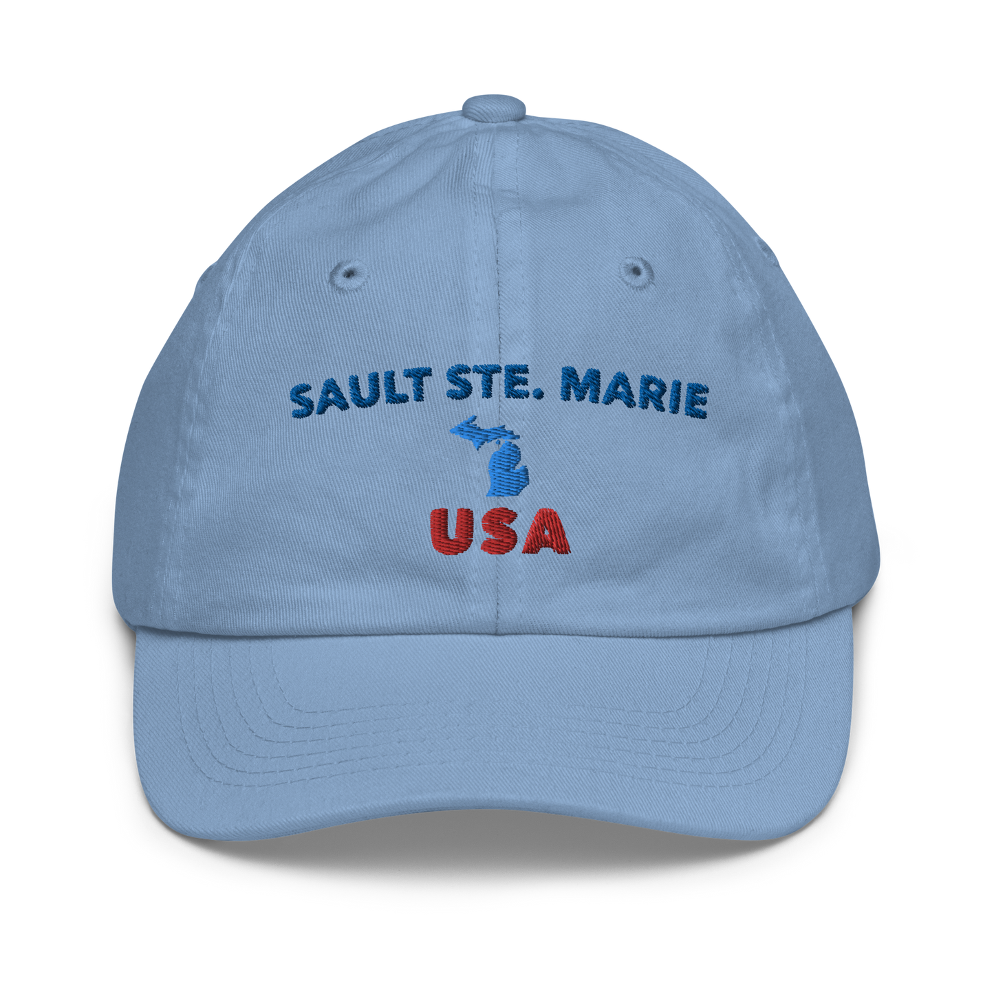 'Sault Ste. Marie USA' Youth Baseball Cap (w/ Michigan Outline)