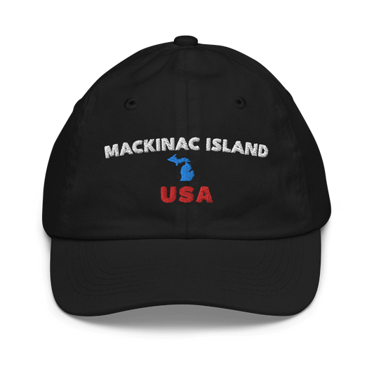 'Mackinac Island USA' Youth Baseball Cap | with Michigan Outline - Circumspice Michigan