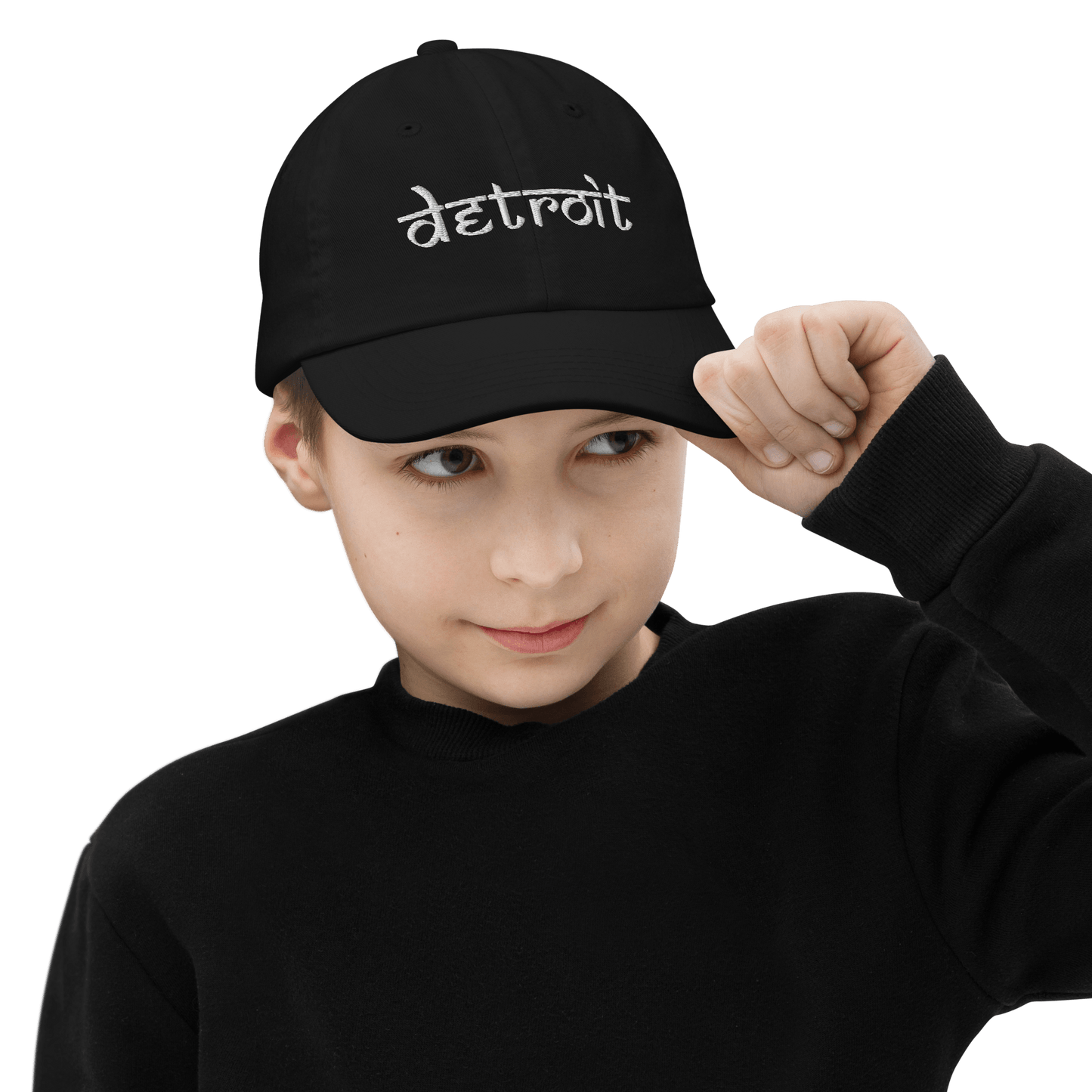 'Detroit' Youth Baseball Cap (South Asian-Style Font) - Circumspice Michigan