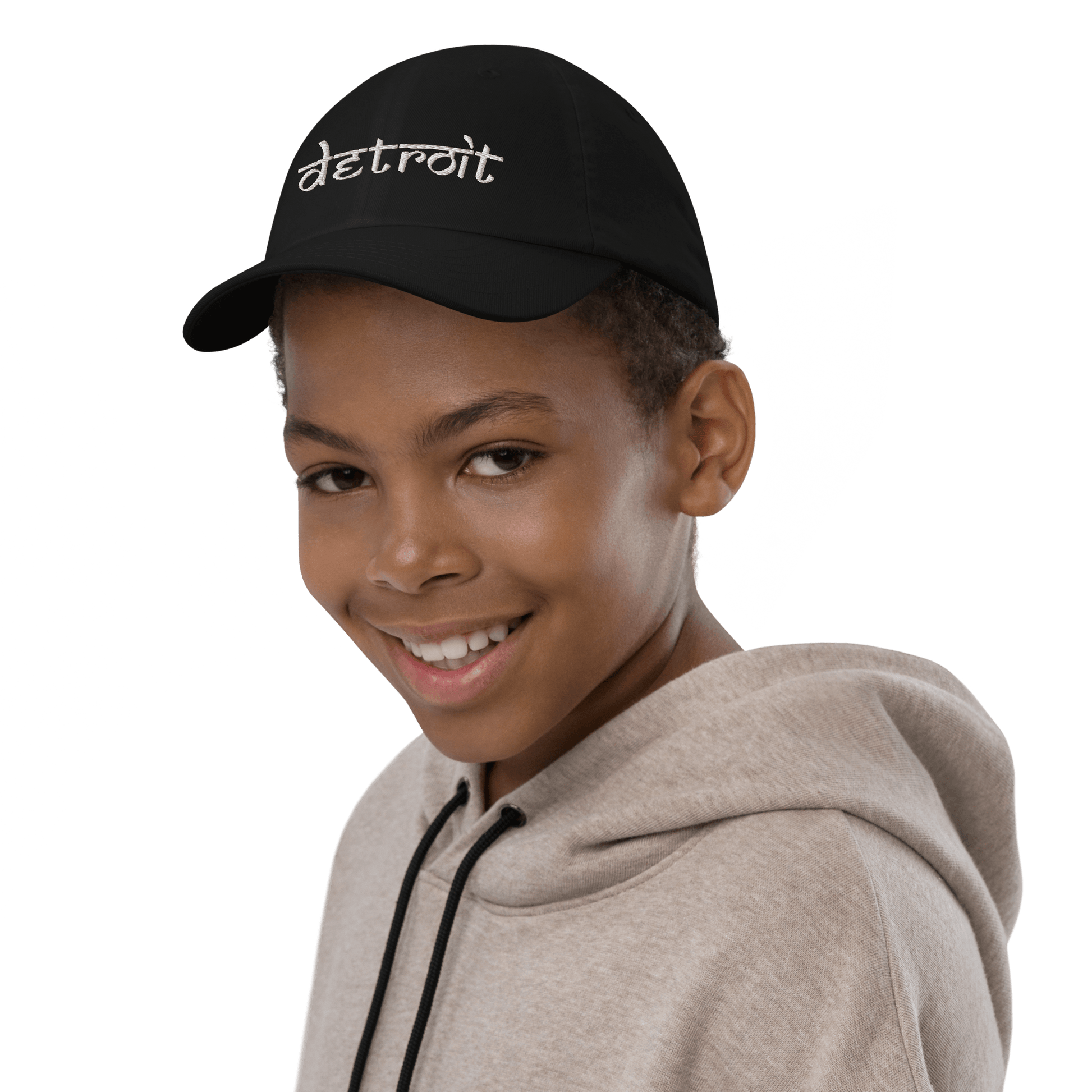 'Detroit' Youth Baseball Cap (South Asian-Style Font) - Circumspice Michigan