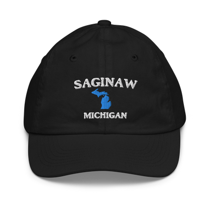 'Saginaw Michigan' Youth Baseball Cap (w/ Michigan Outline)