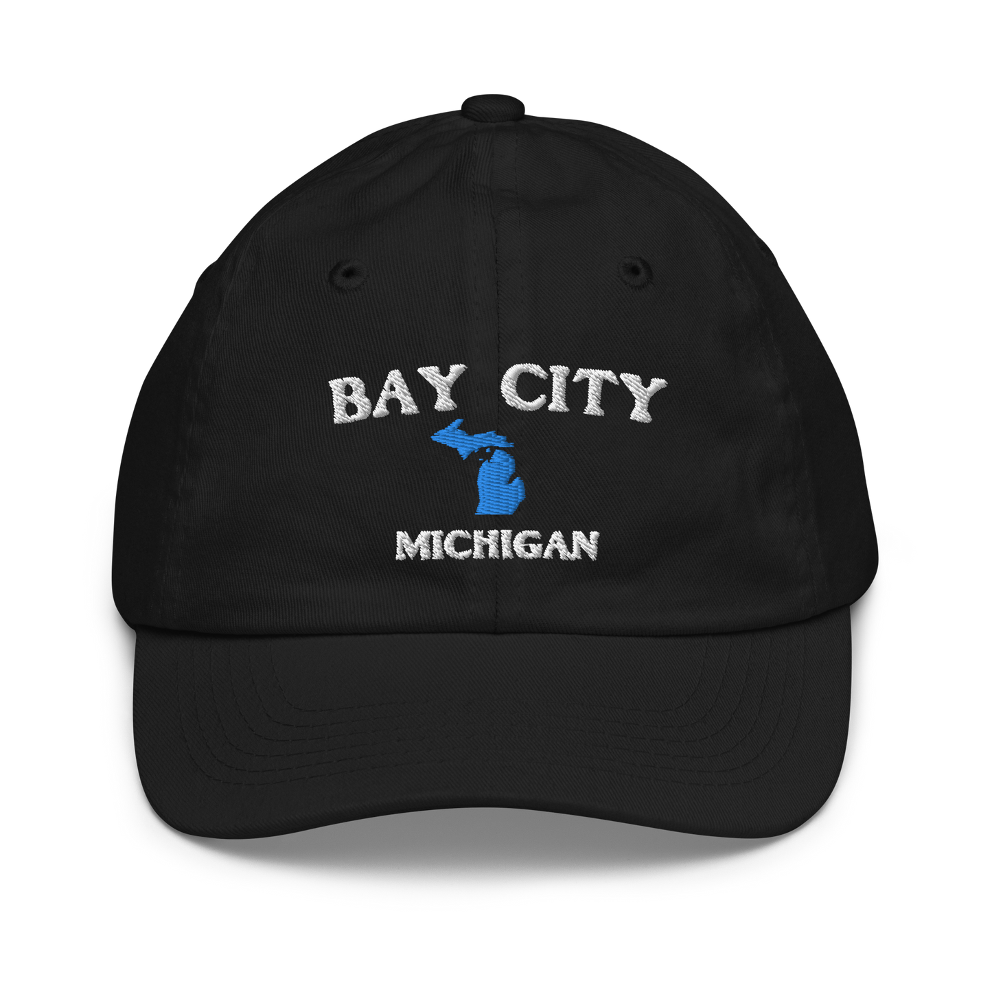 'Bay City Michigan' Youth Baseball Cap (w/ Michigan Outline)