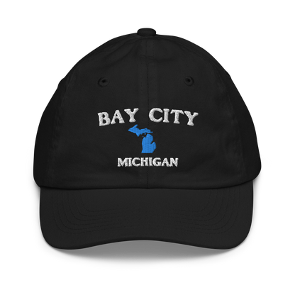 'Bay City Michigan' Youth Baseball Cap (w/ Michigan Outline)