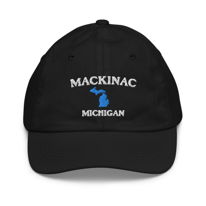 'Mackinac Michigan' Youth Baseball Cap (w/ Michigan Outline)