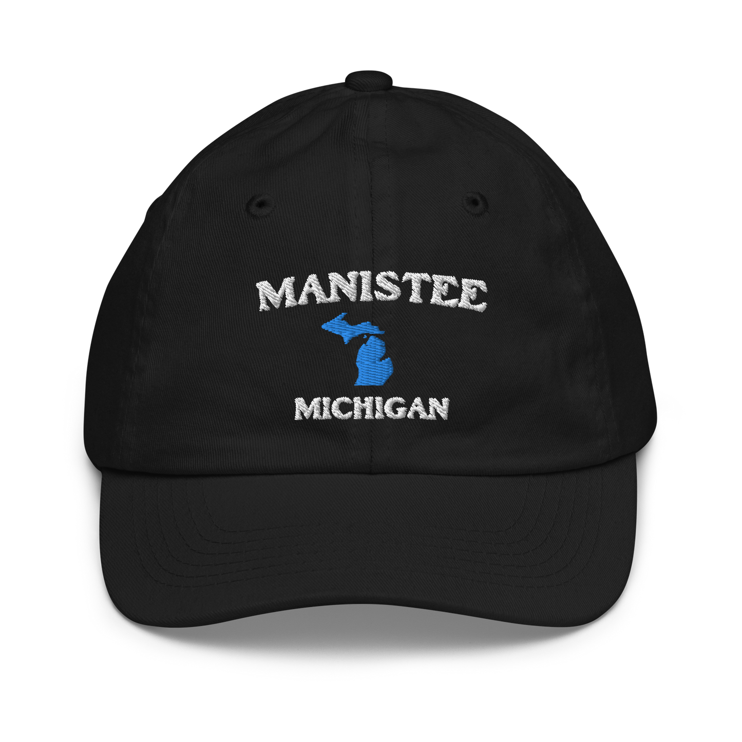 'Manistee Michigan' Youth Baseball Cap (w/ Michigan Outline)