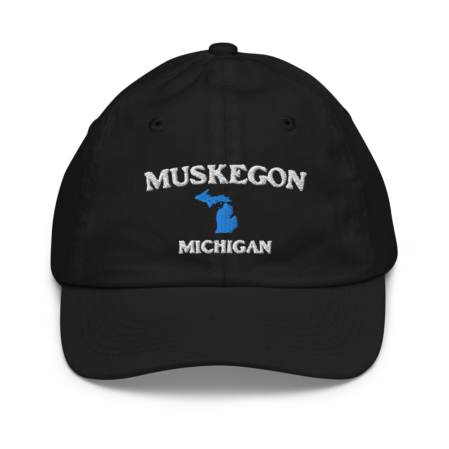 'Muskegon Michigan' Youth Baseball Cap (w/ Michigan Outline)