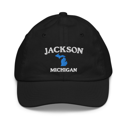 'Jackson Michigan' Youth Baseball Cap (w/ Michigan Outline)